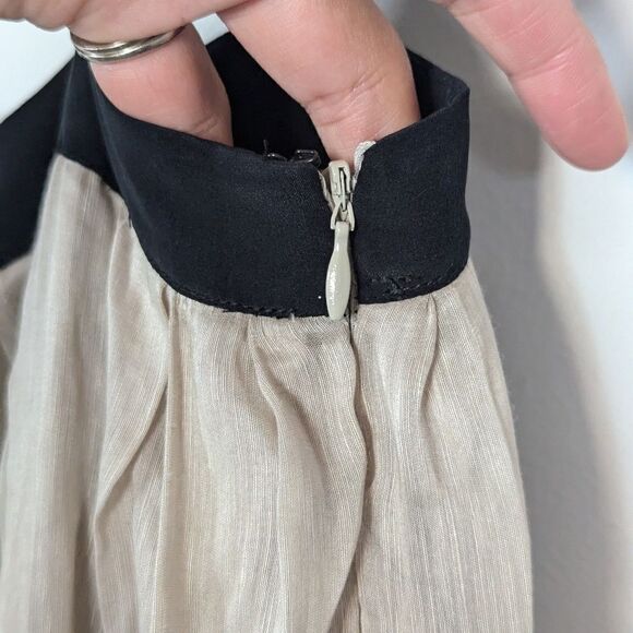 Robert Rodriguez Silk Linen Sleeveless Trapeze Mini Dress Black Cream 6 - Picture 3 of 9